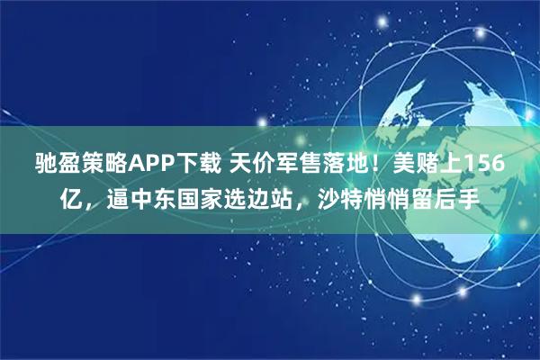 驰盈策略APP下载 天价军售落地！美赌上156亿，逼中东国家选边站，沙特悄悄留后手