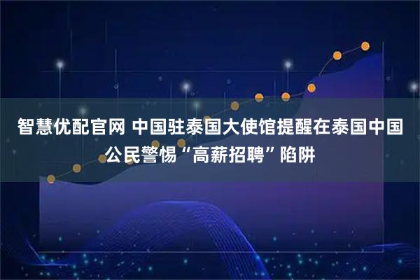 智慧优配官网 中国驻泰国大使馆提醒在泰国中国公民警惕“高薪招聘”陷阱
